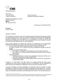 Circulaire du 20 décembre 2021 concernant l'échange électronique de données pour les laboratoires d'analyses médicales et le contrôle des ordonnances PDF